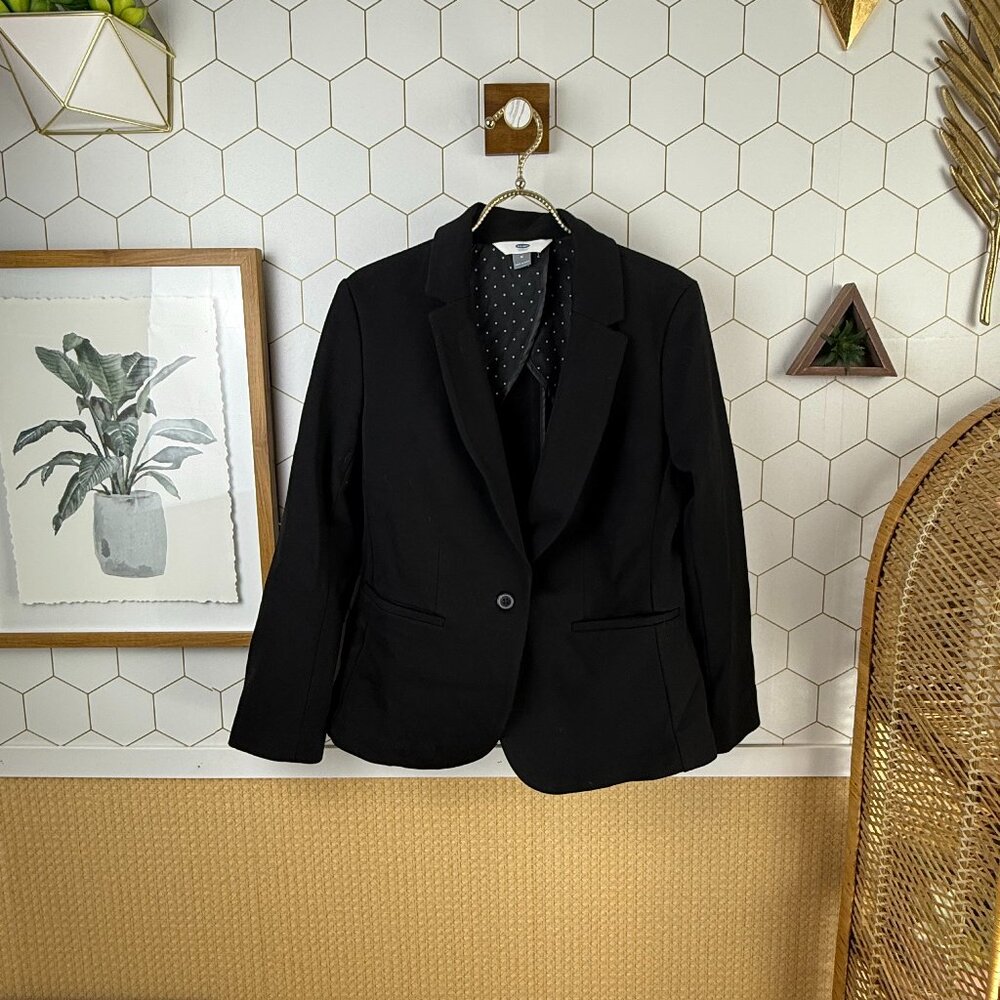 Old Navy Black Tailored Structured Button Front Blazer - Size - Medium